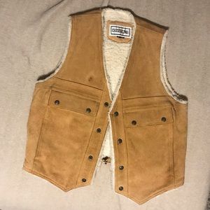 Vintage Chess King suede leather vest, wool lining